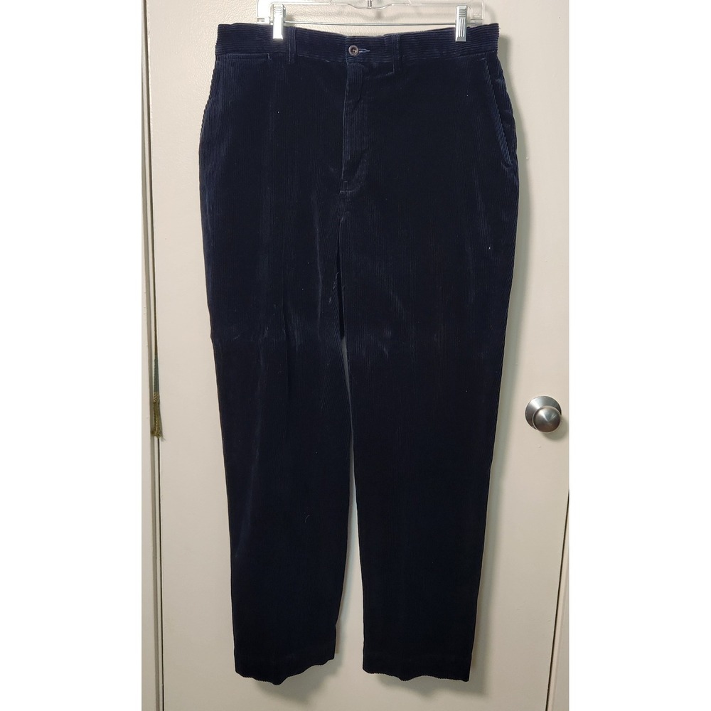 Polo Ralph Lauren Blue Corduroy Flat Front Men's Pants 36x32 Vtg Preppy‎ Office
